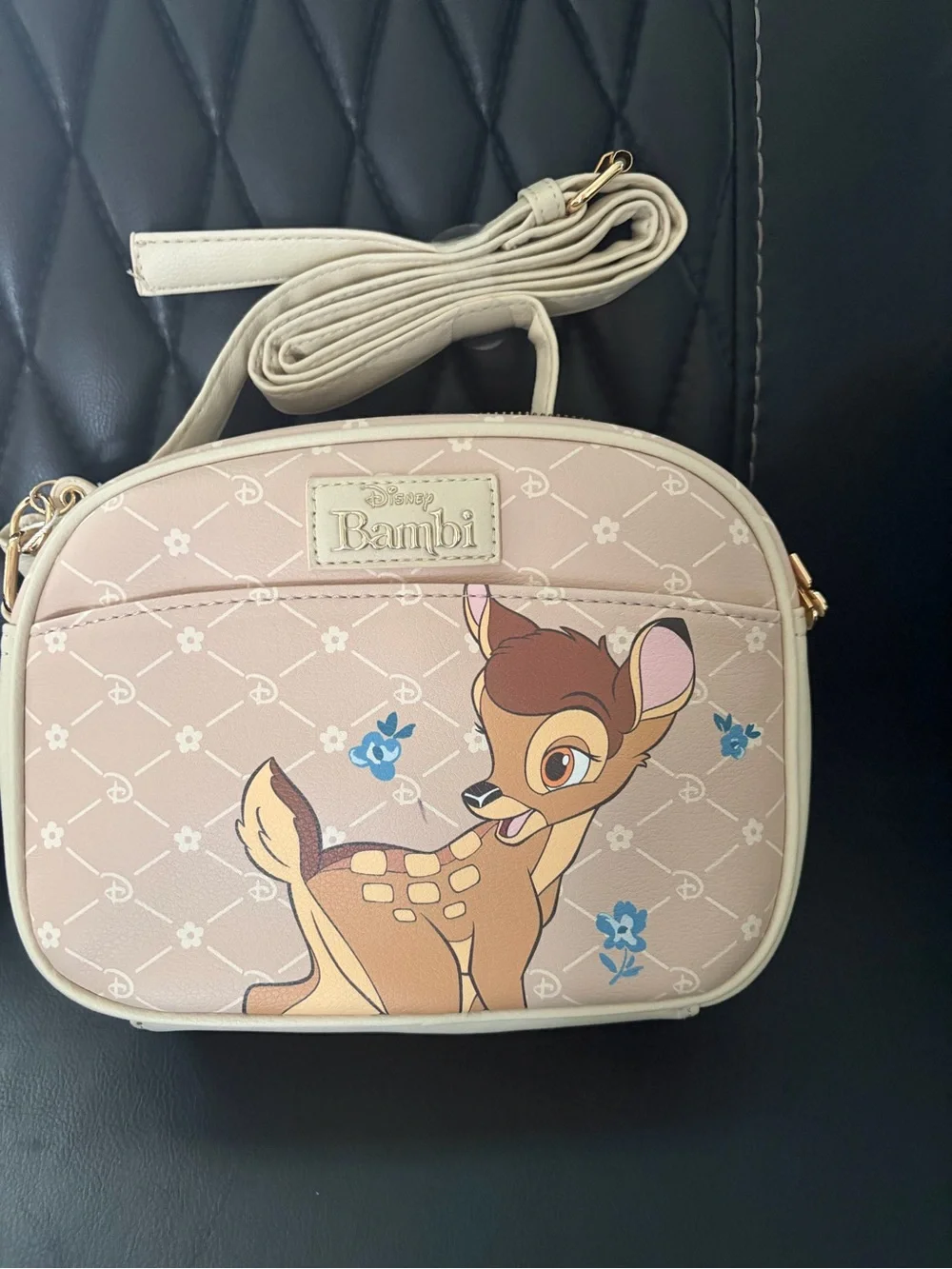 Primark Beige Bambi Crossbody Bag with Blue Accents